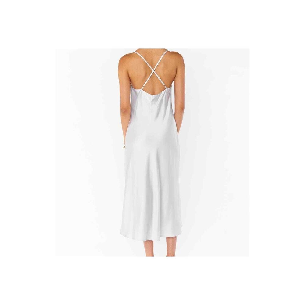 Show Me Your Mumu Verona Cowl Dress, Romantic, Bridal in Silver Luxe Satin Sz L - Picture 2 of 6